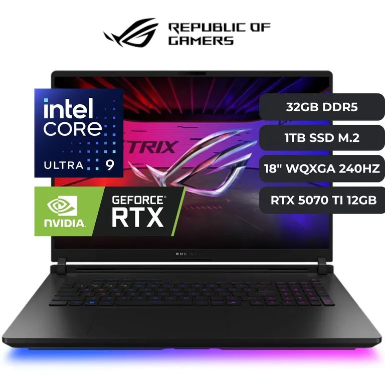 Laptop ROG SCAR 18 Core Ultra 9 275HX, RTX 5070 TI 12GB, 32GB RAM, 1TB SSD, 18" WQXGA 240HZ