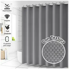 KELLER - Cortina de Baño Impermeable Premium 180x180 Plomo H66