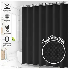 KELLER - Cortina de Baño Impermeable Premium 180x180 Negro H66