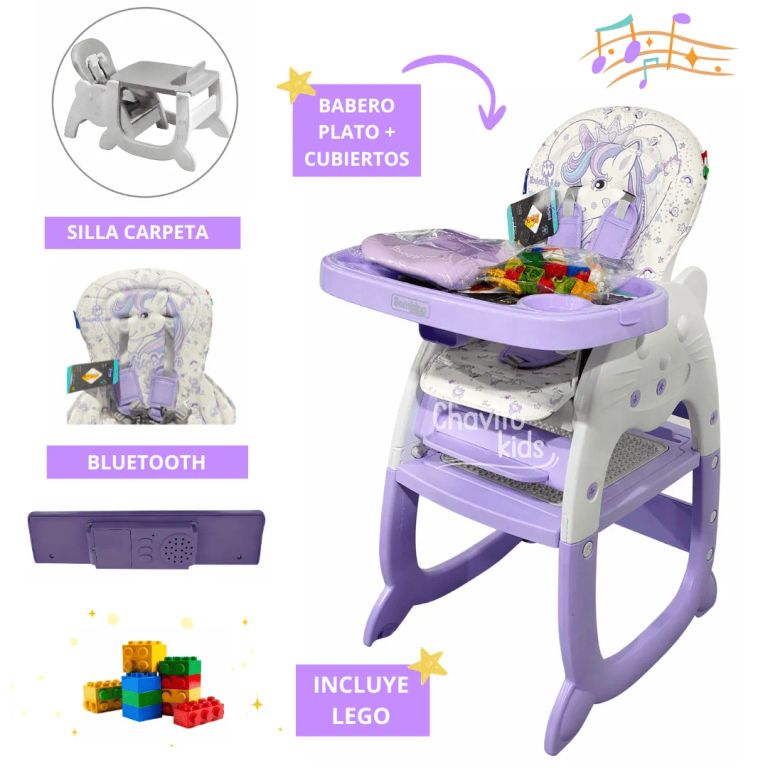 Silla Carpeta De Comer 3 en 1 CON BLUETOOTH