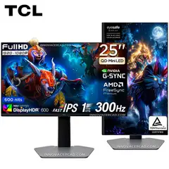 TCL - Monitor Gamer 25G64, FHD Fast IPS, 25" QD Mini LED,300Hz, 1Ms HDR 600 nits,