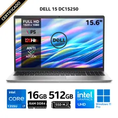 Dell - Laptop 15 DC15250, 15.6" FHD IPS, Core i7 1355U 13va GEN, RAM 16GB, SSD 512GB, Windows 11 Pro