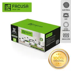 FACUSA - - JUEGO DE OLLAS DE ACERO INOXIDABLE X12PZAS + TETERA DE 2.3 LITROS