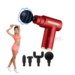 OEM - Pistola Masajeadora Massage Gun 4 Cabezales Recargable Rojo