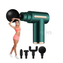 OEM - Pistola Masajeadora Massage Gun 4 Cabezales Recargable Verde