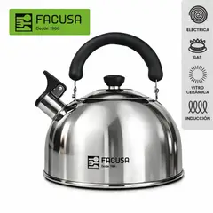 FACUSA - - TETERA DE ACERO INOXIDABLE DE 4 LITROS CON SILBADOR