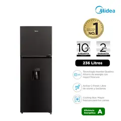 Midea - Refrigeradora 236 Litros C/D Negro MDRT346MTR28PEWD