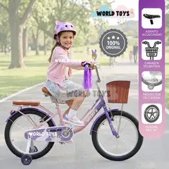 Velox - Bicicleta Campera para Niña Aro 20 «WENDY» con Canasta Pink & Purple