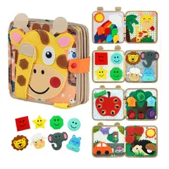 GENERICO - Libro Sensorial Jirafa Montessori para Bebés - Juguete de Estimulación Temprana