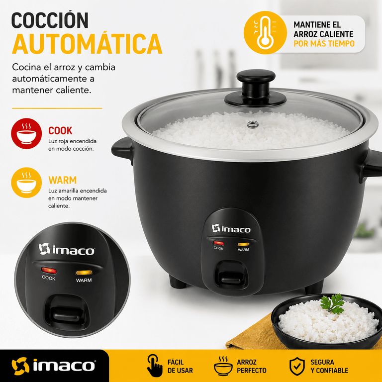 Olla Arrocera RC15N 1.5L 500W Cocina Automática + Función Mantener Caliente Incluye Taza y Cuchara
