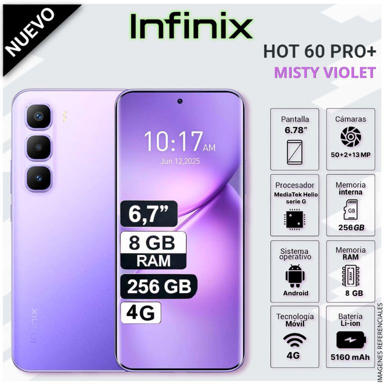 Celular Smartphone HOT 60 PRO PLUS 256GB ROM 8GB RAM MediaTek Helio G200 6.78" AMOLED