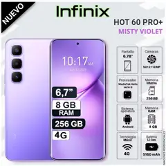 INFINIX - Celular Smartphone HOT 60 PRO PLUS 256GB ROM 8GB RAM MediaTek Helio G200 6.78" AMOLED