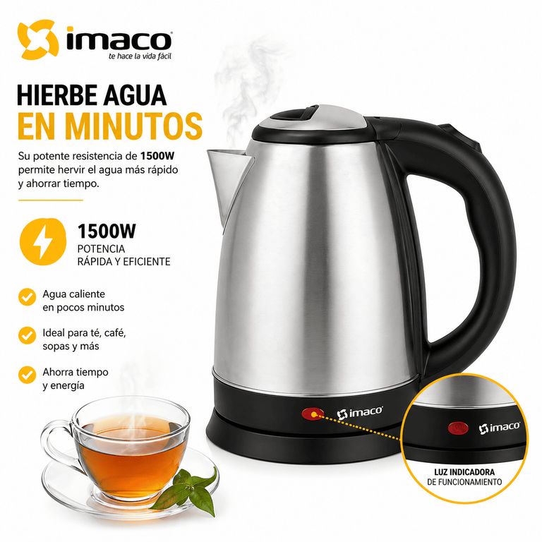 Hervidor Eléctrico KE1801 1.8L 1500W Acero Inoxidable Apagado Automático