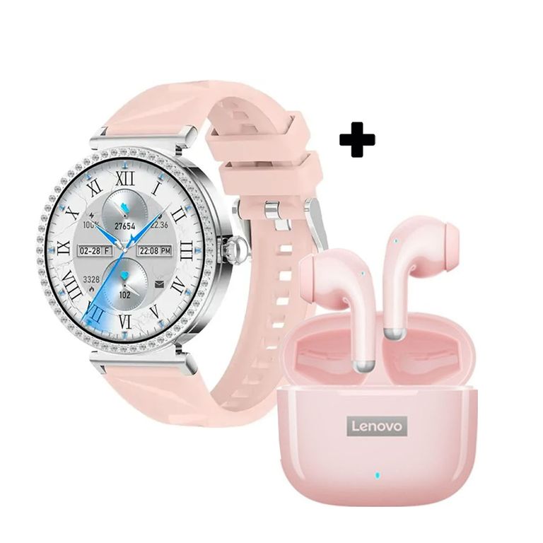 Combo Smartwatch Vidvie SW1624 Rosado + Audífonos LP40 Pro Rosa