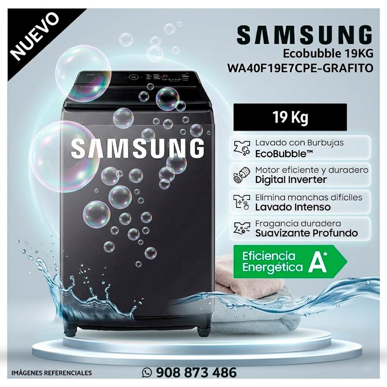 Lavadora 19Kg EcoBubble WA40F19E7CPE Gris Grafito - Modelo Nuevo