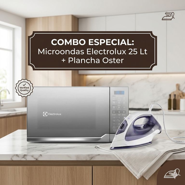 Microondas 25 litros Gris EMDO25S2GSRUG + Plancha Oster Perla 1200 W GCSTBS3802-053