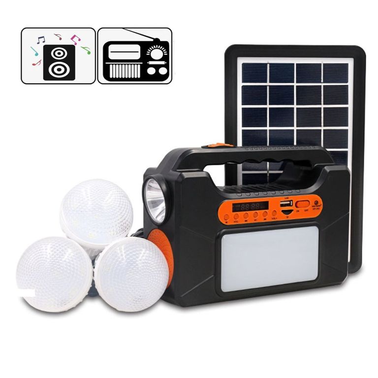 KIT Parlante Solar Radio FM Con Panel Solar Portátil Multifuncional