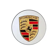 GENERICO - SET DE TAPA DE ARO Porsche Plateada con Escudo