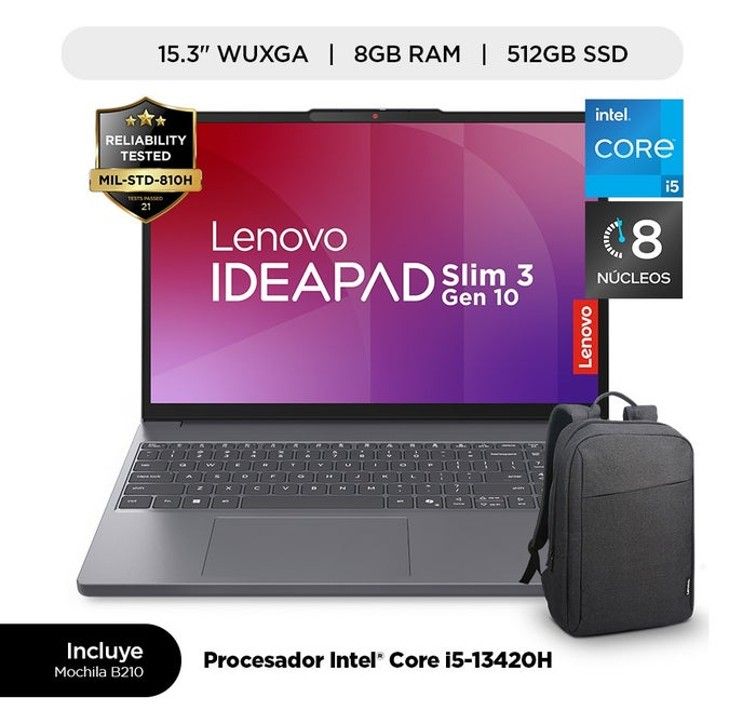 NOTEBOOK 15.3 WUXGA INTEL I5-13420H 8GB 512GB WINDOWS 11 HOME - LUNA GREY + MOCHILA