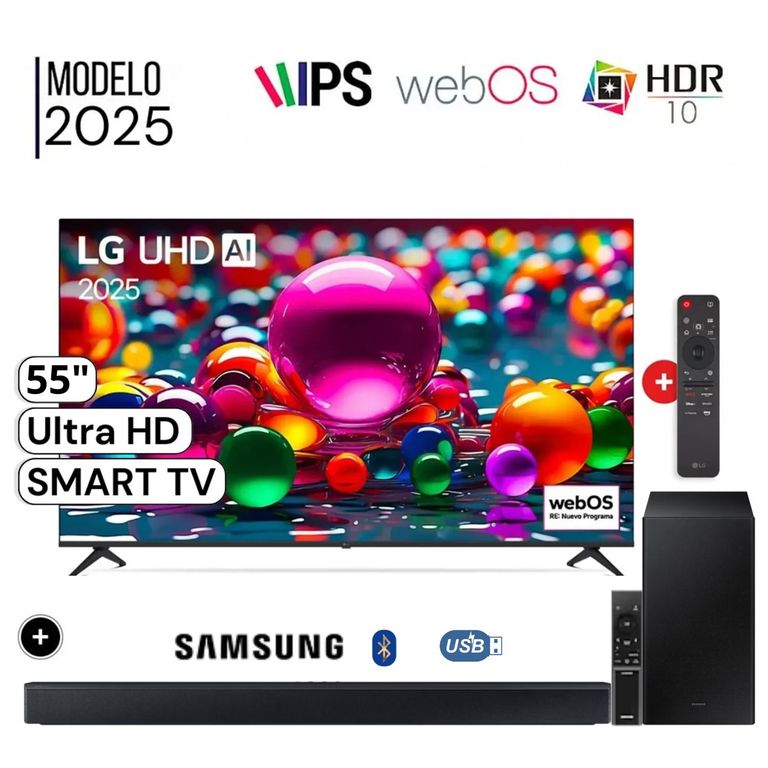 Televisor LED 55¨ Smart UHD 4K Thinq Ai 55UA8050PSA + Soundbar HW-B450