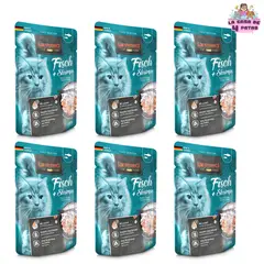 CAT FOOD LEONARDO - Leonardo Pouch para gatos adultos sabor Pescado con gambas pack 6 sobres