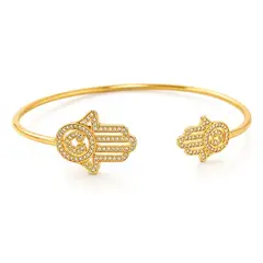 GENERICO - Pulsera Mano de Fátima Ajustable Mujer Baño Oro Diseño Elegante Protector