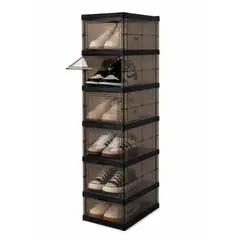 GENERICO - Organizador Plegable Vertical Zapatos Modular Apilable 6 Niveles Puertas Transparentes