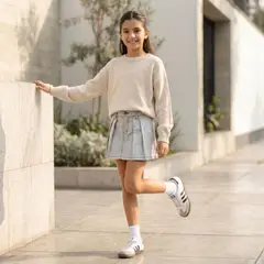 GENERICO - Falda Short Denim Gris Niña