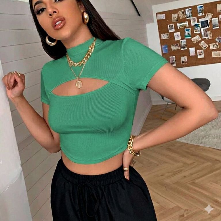Crop basico Giorgia French color Verde