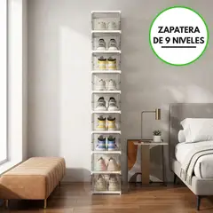 GENERICO - Zapatera Plegable 9 Niveles Premium Transparente