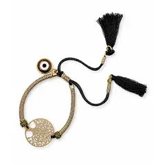 GENERICO - Pulsera Regulable con Dije de Árbol de Vida y Ojo Turco