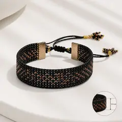 GENERICO - Pulsera Regulable Tejida a Mano con Cuentas