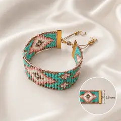 GENERICO - Pulsera Regulable Tejida a Mano con Cuentas
