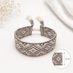 GENERICO - Pulsera Regulable Tejida a Mano con Cuentas