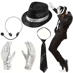 GENERICO - Set x 4 accesorios disfraz Michael Jackson talla estándar