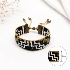 GENERICO - Pulsera Regulable Tejida a Mano con Cuentas