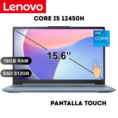 Laptop IDEAPAD SLIM3 15IAH8, I5-12450H, 16GB RAM, 512GB SSD, 15.6 Pantalla TOUCH