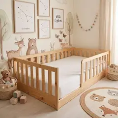 GENERICO - Cama de plaza y media corral montessori en pino