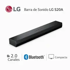 LG - Barra de Sonido S20A Compacta con Doble Woofer integrado 50 Watts 2.0 Canales + 2 Año de Garantia