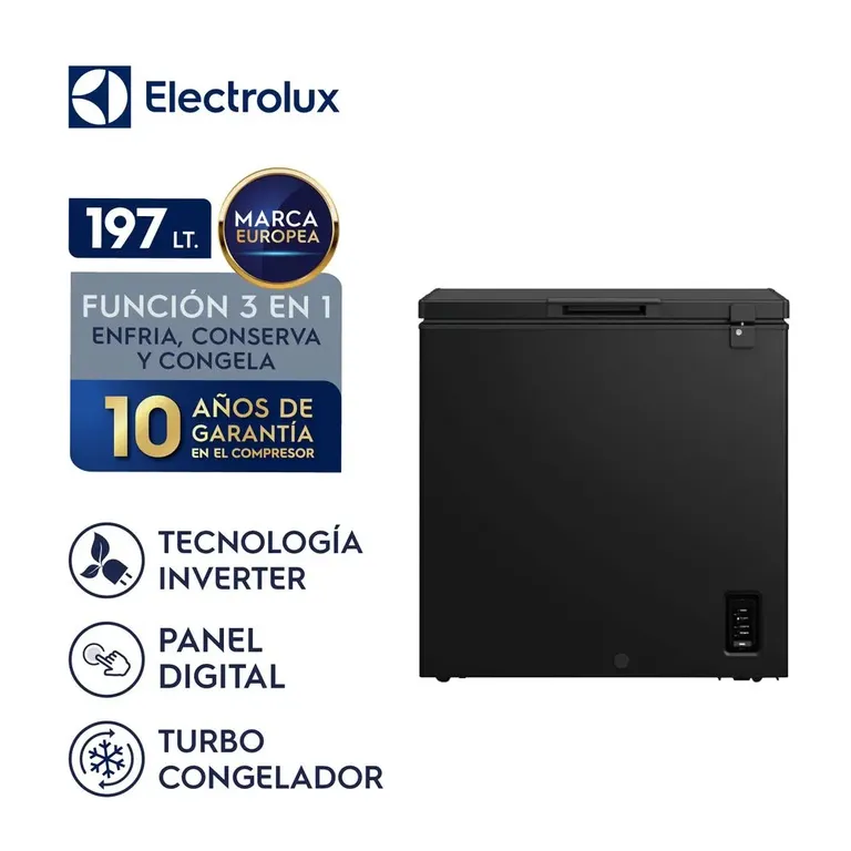 Congelador Horizontal 197L Inverter Negro con Función Turbo EFH20S2P5AB