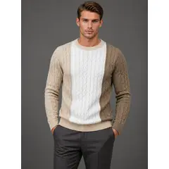 GENERICO - Chompa cardigan trenza para caballero c/o