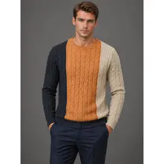 GENERICO - Chompa cardigan trenza para caballero c/o