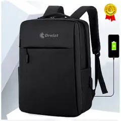 DREIZT - Mochila Antirrobo Laptop 15.6 Impermeable Puerto USB Carga Nylon Negro