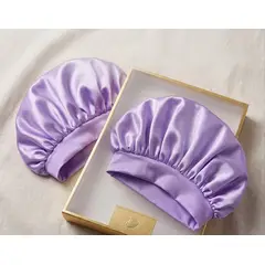 MORITA BAG STORE - PACK X 2 GORRO SATIN PARA DORMIR CABELLO LISO Y RIZADO EVITA ENREDOS LILA