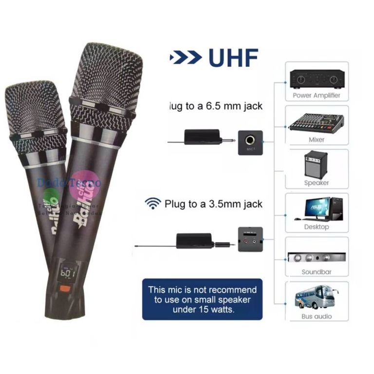 Kit Micrófono Recargable Inalámbrico UHF Karaoke Fiestas Para Equipos