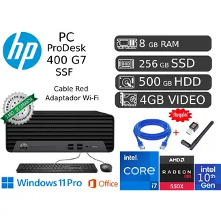 HP - PRODESK 400 G7 I7-10700 8GB 256GB + 500Hdd + Video 4gb RX550X REACONDICIONADA 1 AÑO GARANTIA