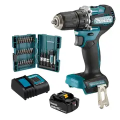 MAKITA - Taladro percutor 18V + bateria 3ah + 29 accesorios