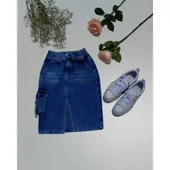 TAIS PRINCESS - Falda midi cargo denim niñas