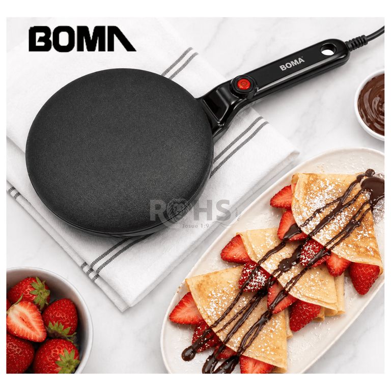 Crepera Eléctrica 650W Antiadherente 20cm Para Crepes Panqueques Portátil Uso Cocina