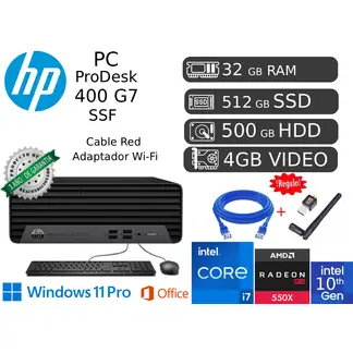 HP - PRODESK 400 G7 I7-10700 32GB 512GB + 500Hdd + Video 4gb RX550X REACONDICIONADA 1 AÑO GARANTIA